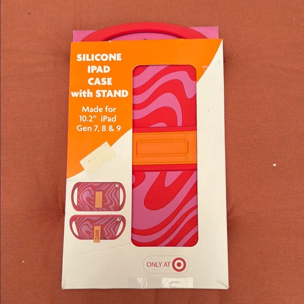 Silicone iPad Case with Stand - Pink and Orange